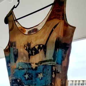 Jams World Cat Motif Sleevless Dress Large